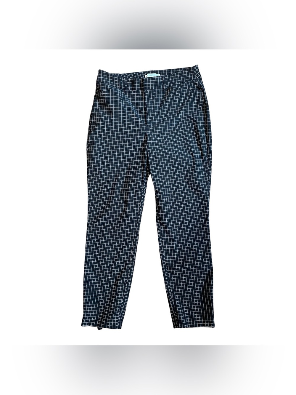 Nine West Slim Ankle Pants Women’s 12 Black White Plaid Office Business Casual